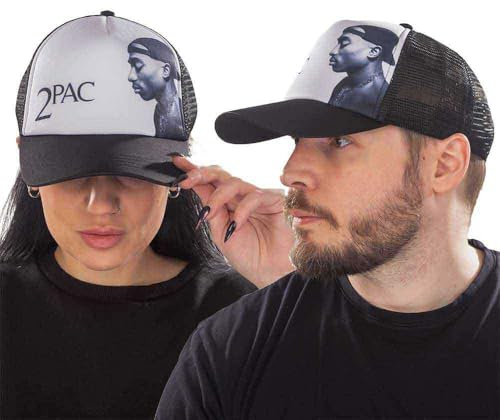 2Pac Tupac Baseball Cap Profile Photo Nue offiziell Schwarz Trucker Unisex