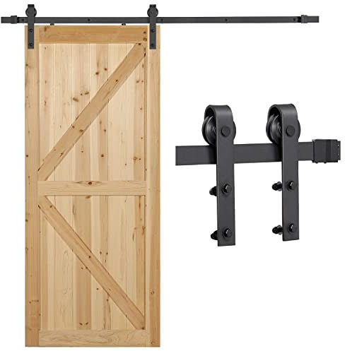 Abician Quincaillerie Kit de Rail pour Porte Coulissante, Système de Rail Apparent à Simple Ventail, Ensemble de Kit de Rail pour Porte Suspendu 6.6ft