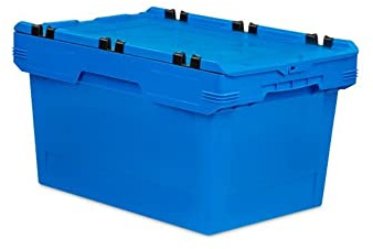 PROREGAL Bac de transport conique empilable avec couvercle crocodile bleu | HxLxP 35x41x61cm | 58 litres | Bac Euro, Eurobox, boîtes de rangement, empilables, caisse de transport