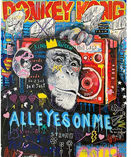 Tucocoo Monkey King Malen nach Zahlen für Erwachsene, Street Pop Art DIY Ölgemälde Kits auf Leinwand mit Pinseln und Acrylpigment, Banksy Graffiti Tierbild für Heimdekoration, 40x 50cm (rahmenlos)