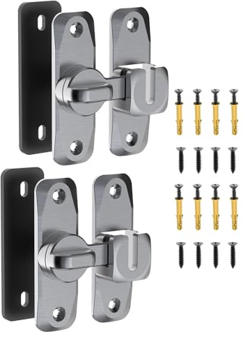 MeBantoo 90/180 Degree Flip Barn Door Lock, Protect Privacy - Security Sliding Door Latch, Small Gate Latches Hardware for Barn, Garden, Bathroom, Cabinet, Window (Grey-1PCS) | Protect Privacy - Security Lock, Small Gate Latches Hardware for Barn, Garden, Bathroom, Cabinet, Window