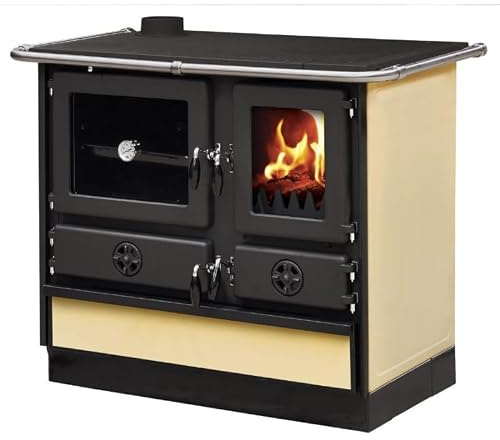 Cuisinière à bois MAGNUM MBS en fonte | Sortie côté gauche - Beige