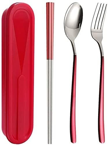 BebeXi Bacchette Sushi Bacchette Cinesi Bacchette Set di cucchiai in Acciaio Inossidabile riutilizzabili con Bacchette Antiscivolo, Lavabili in lavastoviglie(Color:2)