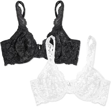 Smart & Sexy Women's Plus Size Wireless Bra – Seamless, Soft & Comfortable Fit Full Coverage, Opaque, Black Hue/White, 38 E (Pack of 2)