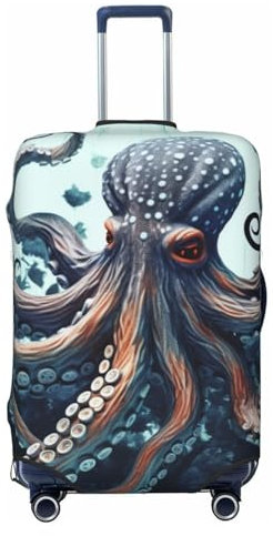 WSOIHFEC Coole Kofferhülle mit Oktopus-Aufdruck, personalisierbar, Reisegepäck-Abdeckung, Trolley-Koffer, passend für 45,7 - 81,3 cm Gepäckabdeckungen, Schwarz , L