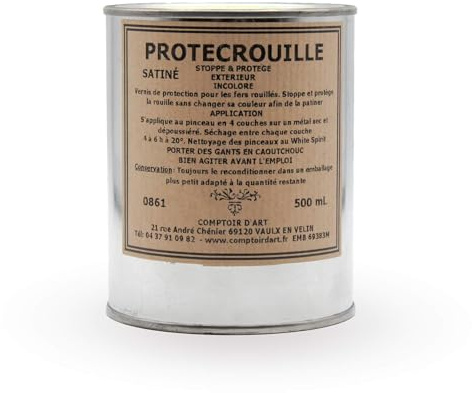 Comptoir d'Art - Vernis de Protection (0861) pour Métaux Ferreux - Protection Contre La Corrosion - Peinture De Protection - Résistant à La Rouille - Traitement Antirouille - Finition (Satin, 500mL)