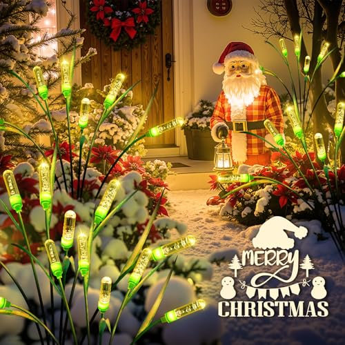 PUAIDA Solarlampen für Außen Garten, 4 Pack Solarleuchten für Außen mit 24 Glühbirnen, Extrem Helle Solar Weihnachtsbeleuchtung, IP65 Wassserdicht Solar Garten Deko für Weihnachten Outdoor