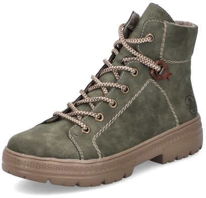 Rieker Stivaletti stringati da donna N0030, stivaletti da donna, inserti sciolti, Verde 54, 38 EU