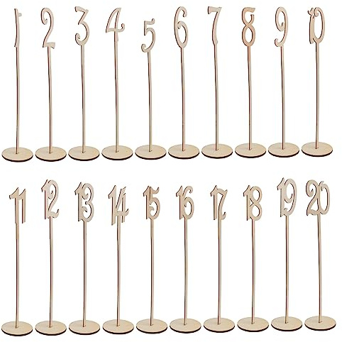Mikinona Número de Mesa de Boda de Madera Beige, 1 Juego, Caligrafía | Numeros Mesa Boda, Corte Hueco y Marcado de Mesa, Ligero para Decoración y Fiestas