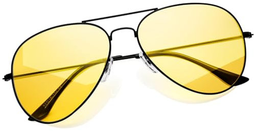 KANASTAL Occhiali Lenti Gialli Guida Notturna Goccia Neri Uomo Donna Visione Notturni Metallo Notte Antiriflesso Vintage Metal Yellow Night Vision Glasses -Gialle Neri