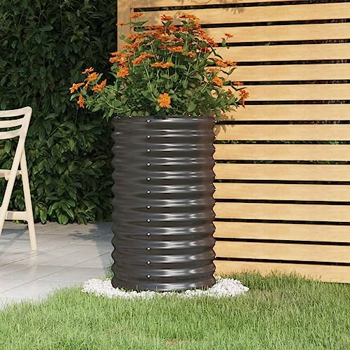 puraday Hochbeete Für Garten 40x40x68 cm Pflanzkübel Gemüsebeet Kräuterspirale XXL Metall Hochbeet Stahl Pflanzbeet Gartenbeet Blumenkasten Anthrazit