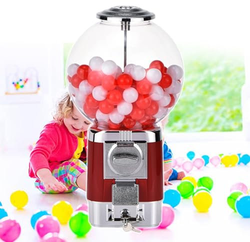 pealiritansemen Mini Commercial Vending Machine, Candy Vending Machine Bubble Gum Dispenser Machine, Gum Ball Small Capsule Toy Machine, For Cinemas, Subway Stations,Red