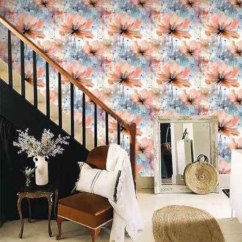 Klebefolie Möbel Retro Orange Muster Selbstklebende Folie Vinyl Selbstklebende Tapete Wasserdicht Möbelfolie Dekorative Wandtapete Wohnzimmer Schrank Tapeten 2P (45x600 cm)