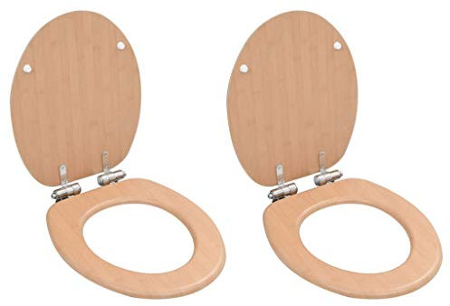 Toilettensitze 2 Stk. mit Soft-Close-Deckel MDF Bambus-Design, ShGaxin Klodeckel, Toilettendeckel, Wc Sitz, Klobrille, Wc Deckel, Toilettenbrille,
