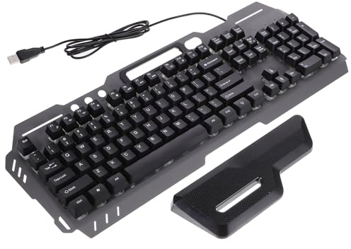 LAPYAPPE Clavier Filaire Silencieux 104 Touches avec Repose-Poignet Ergonomique en Abs, Rétroéclairage LED, pour Bureau et Maison, Design Confortable et Solide