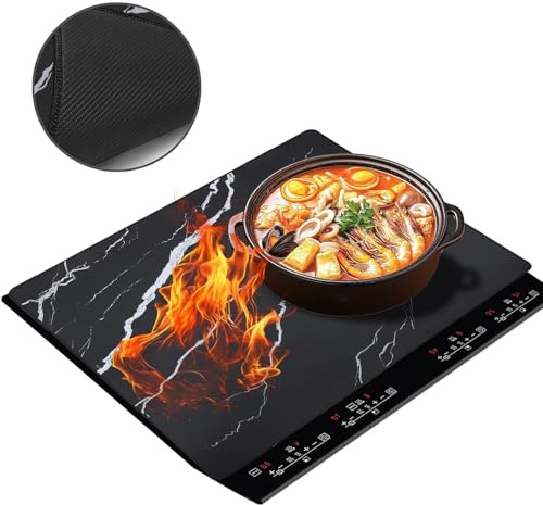 Txmyxgs 61.5x53 Cm Alfombrilla Protectora Para Cocina De Inducción,Cocina Protector Vitroceramica Alfombrilla De Silicona Resistente Al Calor Placa De Inducción Multifuncional (Mármol)