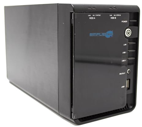 SIMPLETEK - NAS A06-NASG502D con 2 Slot per Dischi HDD | Compatibile con Windows Fino a 7 | Cavo Alimentazione + LAN Inclusi | Disco Non Incluso (Ricondizionato)