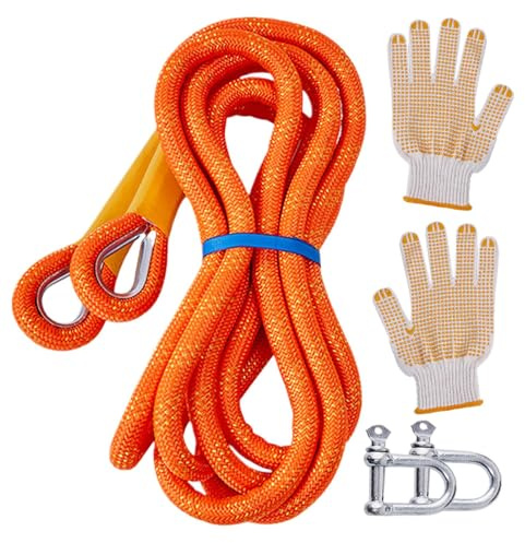 Corde di traino da 10 tonnellate 500 cm, di traino per auto di recupero per recupero fuori strada con 2 ganci rinforzati e 2 guanti