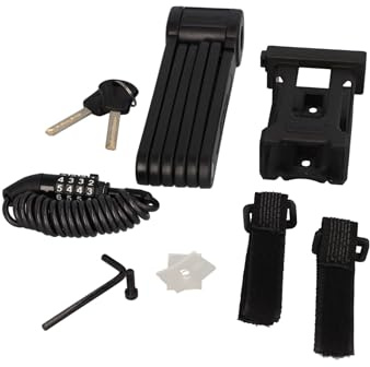FISCHER Fahrradschloss-Set bestehend aus Falt- und Helmschloss hohe Sicherheit für Fahrräder, E-Bikes und Helm, diebstahlsicher, inkl. 2 Schlüssel und Halterung, schwarz, Länge: 85 cm & 120 cm