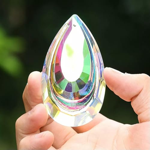 Lot de 15 Attrape-Soleil en Cristal Double Goutte d'eau Aurora AB 75 mm à facettes Feng Shui à Suspendre