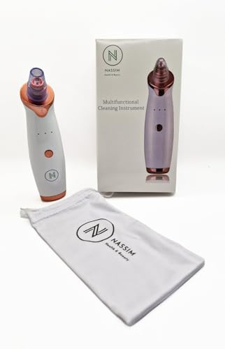 Nassim Health and Beauty Blackhead Remover Vacuum for Men & Women – Rechargeable Face Pore Cleaner, for Acne, Whiteheads, Blackheads, Deep Cleansing Skincare Tool with Travel Pouch