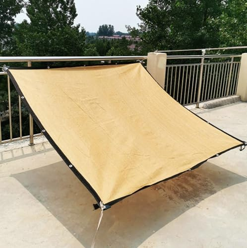 KSQP Rete Ombreggiante Giardino con Occhielli, Vela Ombreggiante Rettangolare 3x4m Reti Ombreggianti da Esterno Oscurante 90% Anti-UV Antistrappo per Giardino Esterno Terrazza Tetto,beige-2x5m