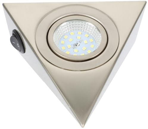 DECOMELODY Lámpara Triangular Led De Acero Inoxidable 220v 13x13 Cm Luces Led y Iluminación Debajo Del Gabinete Para Cocina y Estantes Luz Blanca Diurna Mini