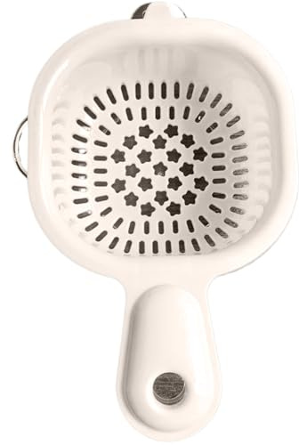 Mini scolapasta, cesto di lavaggio a due strati con manico, ciotola di pulizia di frutta di plastica staccabile con colino, beige, cesto di lavaggio vegetale
