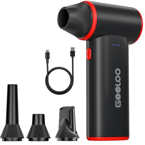 GOOLOO F3 Compressed Air Duster, 150000RPM Duster for Cleaning, 3-Gear Rechargeable Electric Air Blower with Fast Charging, Cordless Mini Blower for PC, Computer, Car, Keyboard, Outdoor