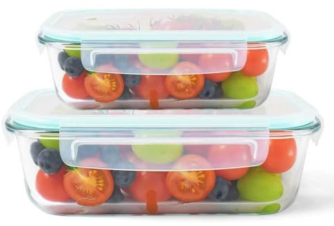 HOUSLUX Meal Prep Boxen Glasbehälter mit Deckel Glas Lebensmittelbehälter - Hochfest, Spülmaschinengeeignet & Auslaufsicher für tägliche Nutzung (370-1040ML)