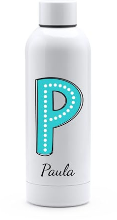 Genérico Botella de Agua Personalizada - Botella acero inoxidable 800ML - Inicial + Nombre - Ideal para Regalo (Azul Claro)