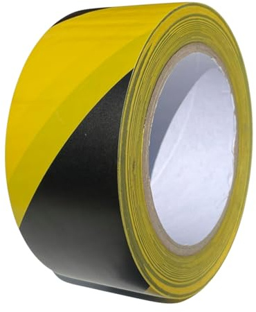 Hazard Warning Tape Black Yellow High Visibility Safety Marking Tape, Adhesive, 50mm x 33m, For Hazard, Caution & Restricted Areas (1)