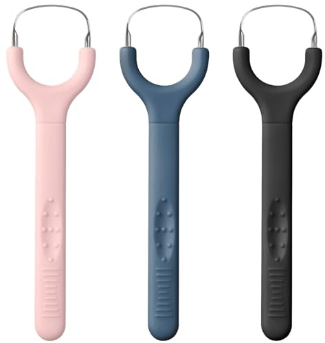3 Pack Colorful Metal Tongue Scraper for Adults Stainless Steel Tongue Cleaner Tongue Brush Gentle Stylish Tongue Scrapers for Bad Breath Oral Hygiene Cleaning Tool