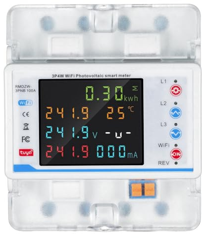 Agmoctz Tuya WiFi Disyuntor Inteligente Protector de Reactivación Automática 3P4W Medidor de Potencia Interruptor de Retención Trifásico