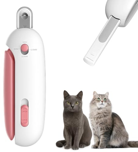 Korvanta Cat Nail Clipper with Adjustable Round Hole,Cat Nail Trimmer with Hidden Nail File,Anti-Splash Grooming Tool for Kittens, Cats & Small Pets (Pink)