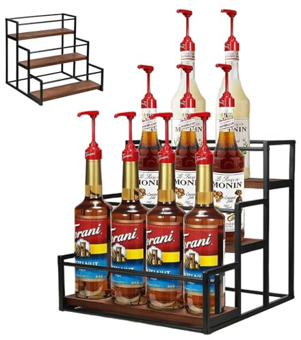 HechoVinen Coffee Syrup Organizer Rack 3 Tier Syrup Bottle Holder Stand 12 Bottles Coffee Syrup Dispenser Coffee Station Bar Accessory for Syrup Wine Dressing Bottle Countertop
