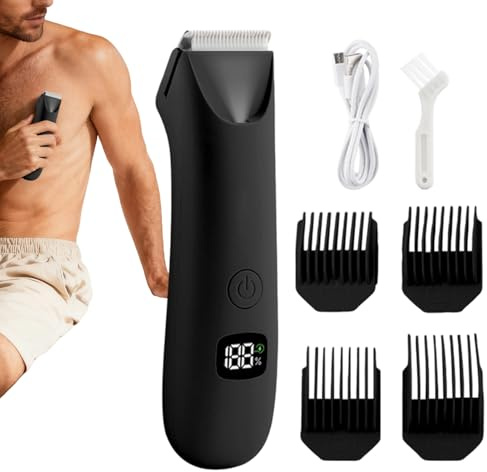 Rasoir De Toilettage Corporel Pour Hommes,Appareil De Toilettage Personnel Électrique Avec Affichage Numérique - Tondeuse à Poils Corporels pour Hommes,pour Zones Intimes Testicules le Dos les Aissell