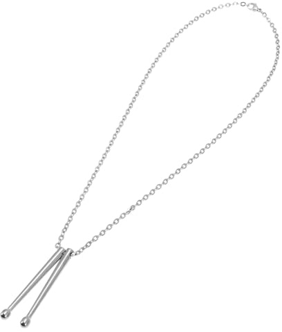 ORFOFE Collier Tambour en Acier Titane Argenté Pendentif Baguette de Batterie, Finition Fine et Style Chic, Accessoire de Musique Réaliste Majorité des Hommes