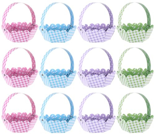 Nuobesty 12 Pezzi Cestini Pasquali Fai Da Te Adorabili Cestini Portaoggetti Per Uova Di Pasqua Decorazioni Per Festa Di Pasqua Caccia Alle Uova E Regali