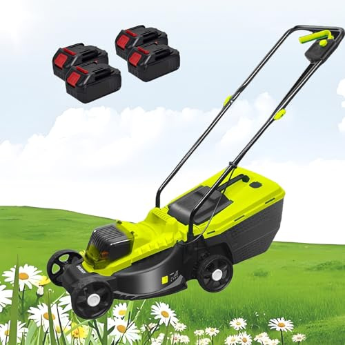 Cordless Lawn Mower, 40V Brushless Electric Self-Propelled Mower with 13-Inch Manganese Steel Blade, 3400RPM Motor, 3-Position Cutting Height Adjustment, Includes 2 Batteries
