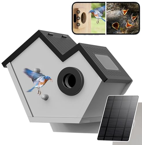 Vogelhauskamera mit Solarenergie, KI-Erkennung & Zeitrafferfotografie - Wifi Outdoor Nistkasten für Gartenvögel, für Vogelliebhaber