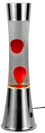 Reality Leuchten Lavalampe Etna R50559110, Metall Chrom, Glas klar, Wachs rot, inkl. 21 Watt LED