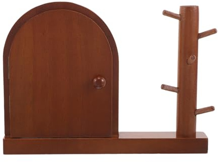 IWOWHERO Cubierta de Interruptor de Luz de Madera Maciza, Protector de Interruptor Individual Rústico, Acabado Retro con Soporte para Llaves, Decoración Funcional para Hogar, Oficina