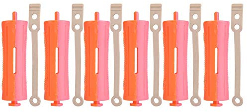 Hairdressing Perm Rods, SH-10 (9x2.4cm) Anti-Skid Hair Rollers for Hairdressing Hair Styling Heat Perm Wave Rod with Rubber Band for DIY Hair Styling and Curling | Thickened Anti‑Slip Design, Concave Even Penetration, Comfortable Grip, 6Pcs Set, Universal Standard, for Salon and Home Use