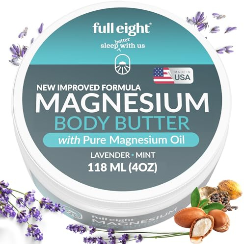 Full Eight Magnesium Body Butter with Pure Magnesium Oil – For Stiff Legs & Tight Muscles – Rub for Leg Cramps, Muscle Soreness, Improved Sleep, & Foot Revitalization – 4oz