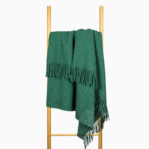 Coperta in Lana 140x200, 100% Lana, Plaid Lana Morbido per Letto e Divano, Singolo, Una Piazza e Mezza, Matrimoniale, Coperta Calda e Durevole, Elegante Copriletto con Frange - ZELANDIA Wool Blanket