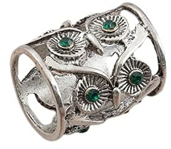 FIOLIRTL Schalschnalle 2 Stück Ring Outwork Green Eyed Eule Schal Und Seidenschal Knöpfe