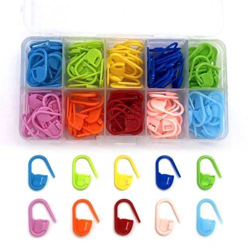 AIOUNIYA Stitch Markers - Crochet & Knitting Markers, 10 Colors, 120 pcs with Box for Crafting