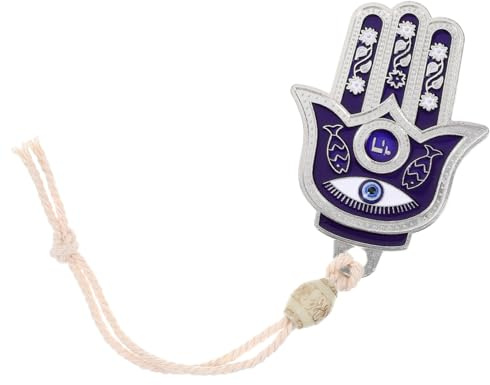 GOOHOCHY Colgante de Mano Fátima Ojo Azul, Amuleto Decorativo de Metal Superficie Lisa para Puerta o Coche, Diseño Simple y Poderoso