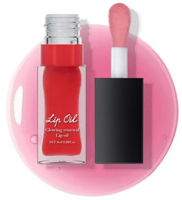 Ofanyia Hydrating Lip Oil, Nourishing Tinted Lip Oil, Plumping Lip Oil, Non-Sticky Long Lasting Lip Oil Lip Gloss, Transparent Lip Oil Tinted for Lip Care and Dry Lip (05# pink)